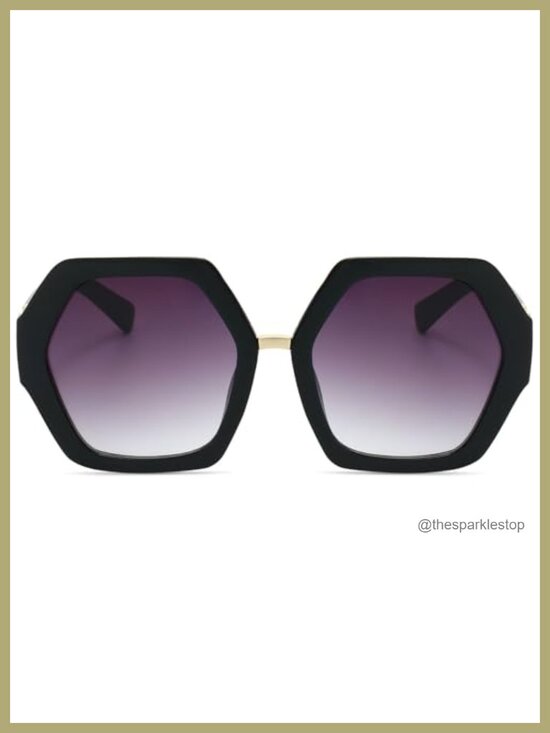 Oversized Hexagonal Retro Sunglasses UV400 Polycarbonate Vintage Shades